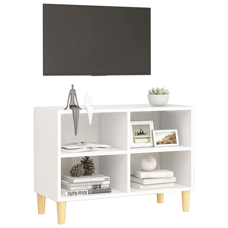 Dealsmate  TV Cabinet with Solid Wood Legs White 69.5x30x50 cm