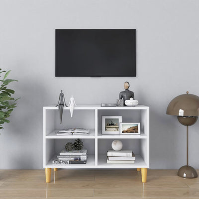 Dealsmate  TV Cabinet with Solid Wood Legs White 69.5x30x50 cm