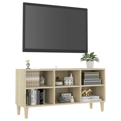 Dealsmate  TV Cabinet with Solid Wood Legs Sonoma Oak 103.5x30x50 cm