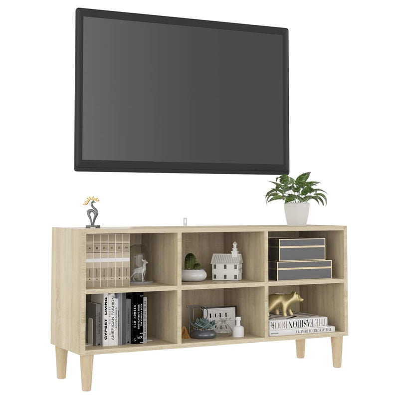 Dealsmate  TV Cabinet with Solid Wood Legs Sonoma Oak 103.5x30x50 cm