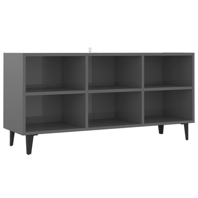 Dealsmate  TV Cabinet with Metal Legs High Gloss Grey 103.5x30x50 cm