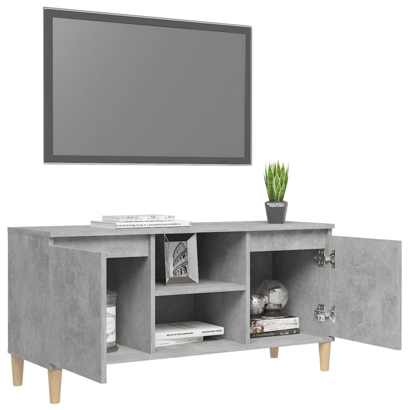 Dealsmate  TV Cabinet with Solid Wood Legs Concrete Grey 103.5x35x50 cm
