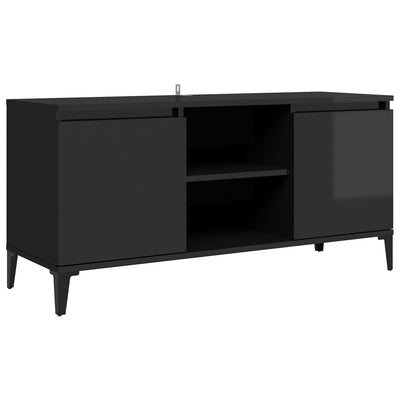 Dealsmate  TV Cabinet with Metal Legs High Gloss Black 103.5x35x50 cm