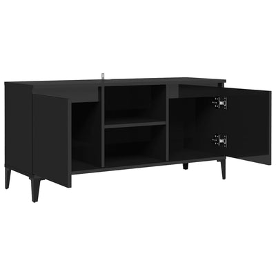 Dealsmate  TV Cabinet with Metal Legs High Gloss Black 103.5x35x50 cm