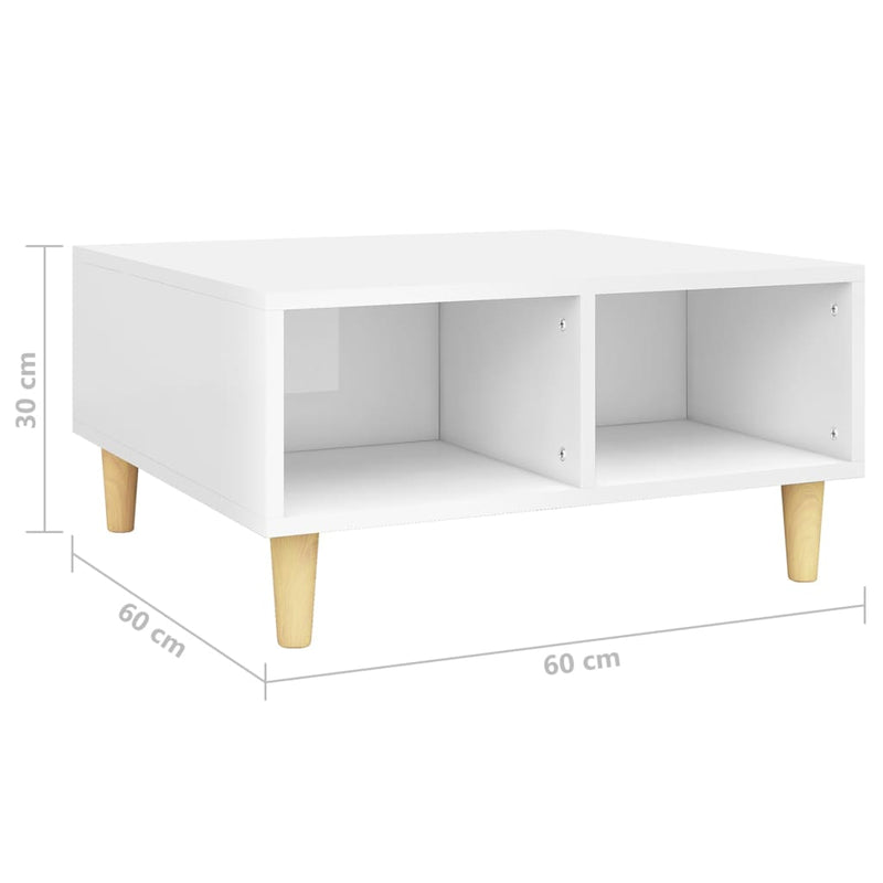 Dealsmate  Coffee Table High Gloss White 60x60x30 cm Engineered Wood