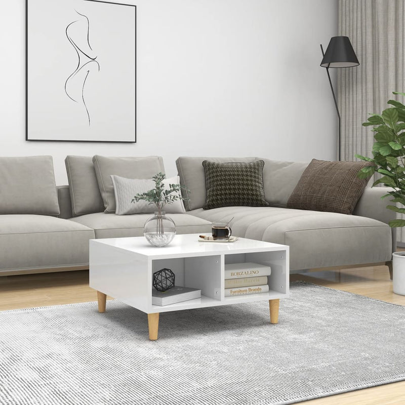 Dealsmate  Coffee Table High Gloss White 60x60x30 cm Engineered Wood