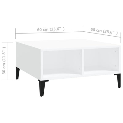 Dealsmate  Coffee Table White 60x60x30 cm Engineered Wood
