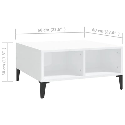 Dealsmate  Coffee Table High Gloss White 60x60x30 cm Engineered Wood