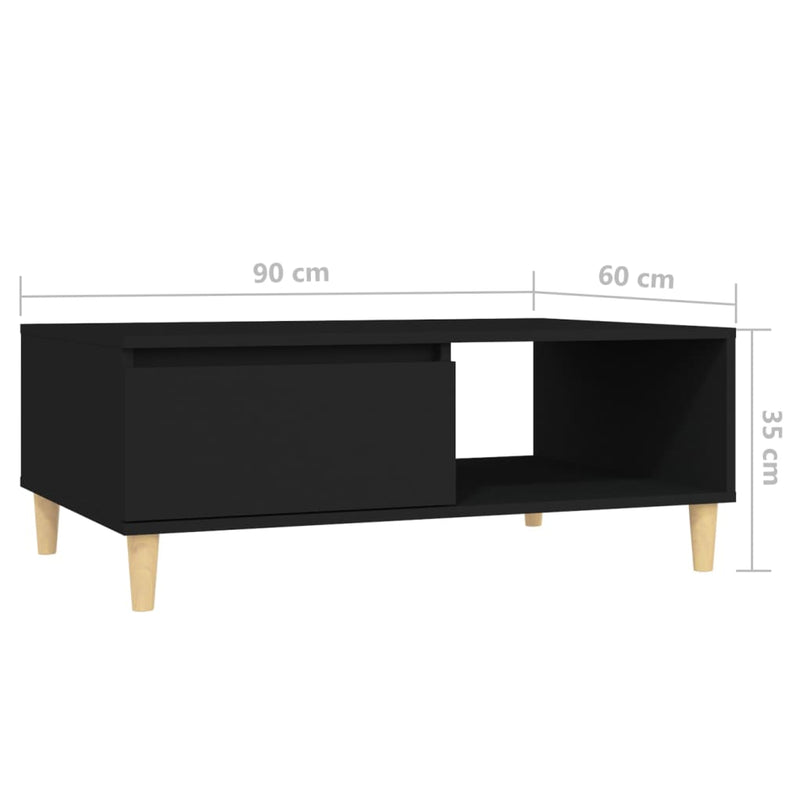 Dealsmate  Coffee Table Black 90x60x35 cm Engineered Wood