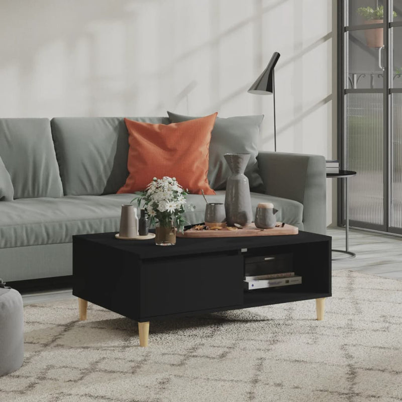 Dealsmate  Coffee Table Black 90x60x35 cm Engineered Wood