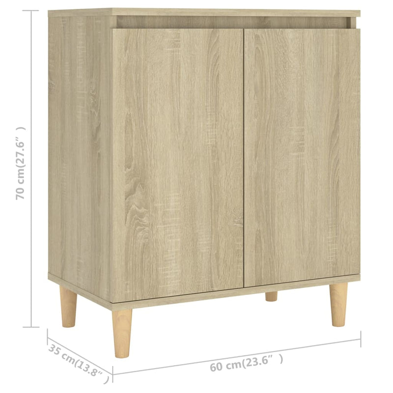Dealsmate  Sideboard with Solid Wood Legs Sonoma Oak 60x35x70 cm Engineered Wood