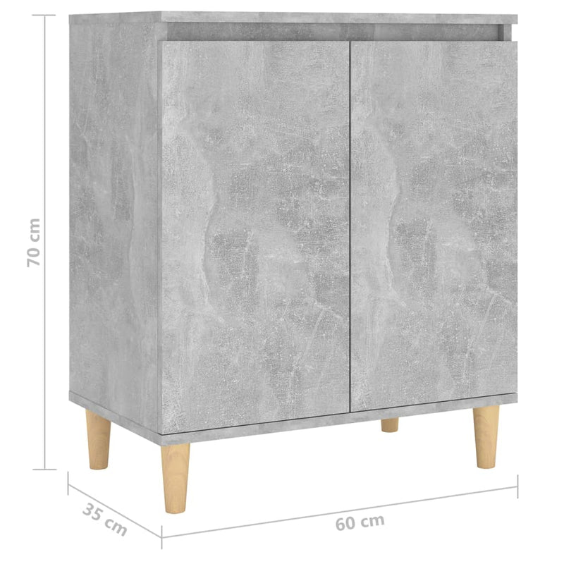 Dealsmate  Sideboard&Solid Wood Legs Concrete Grey 60x35x70 cm Engineered Wood