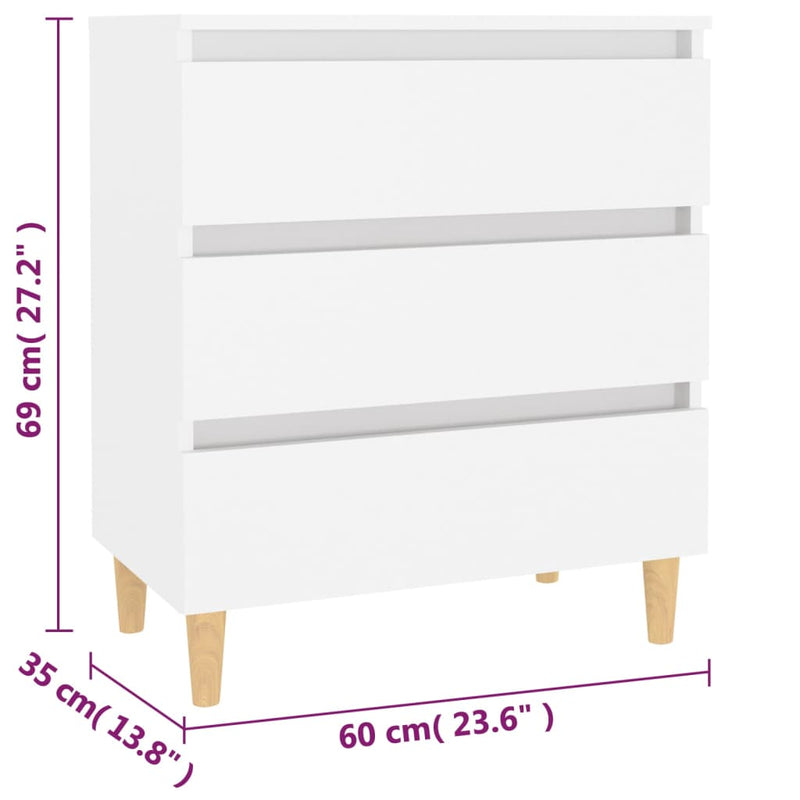 Dealsmate  Sideboard White 60x35x69 cm Engineered Wood