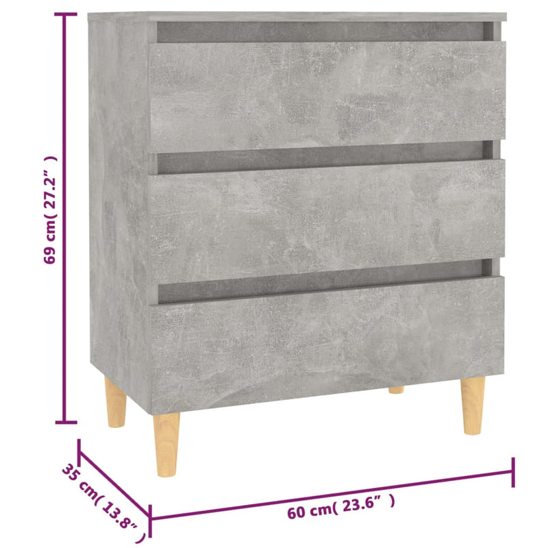 Dealsmate  Sideboard Concrete Grey 60x35x69 cm Engineered Wood
