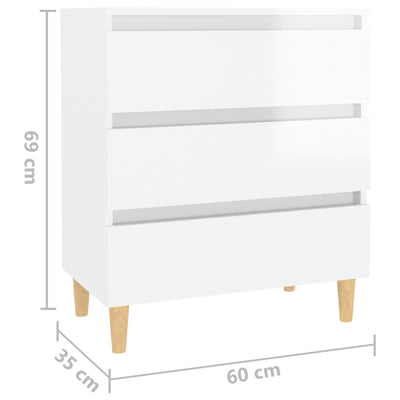 Dealsmate  Sideboard High Gloss White 60x35x69 cm Engineered Wood