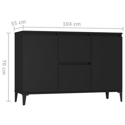 Dealsmate  Sideboard Black 104x35x70 cm Engineered Wood