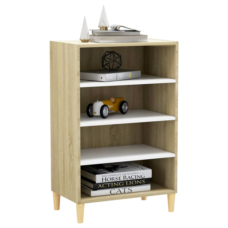 Dealsmate  Sideboard White and Sonoma Oak 57x35x90 cm Engineered Wood