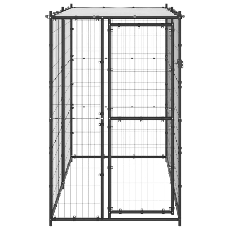 Dealsmate  Outdoor Dog Kennel Steel with Roof 110x220x180 cm