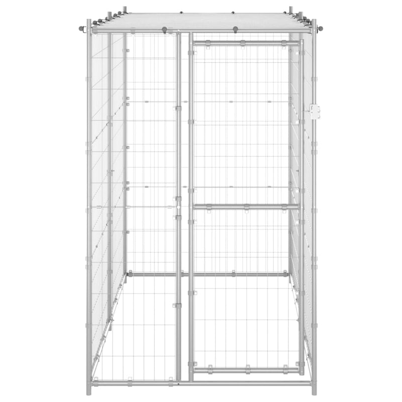Dealsmate  Outdoor Dog Kennel Galvanised Steel with Roof 110x220x180 cm