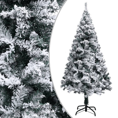 Dealsmate  Artificial Christmas Tree with Flocked Snow Green 120 cm PVC