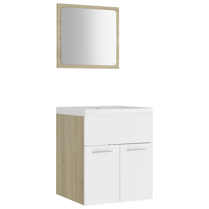 Dealsmate  Bathroom Furniture Set White and Sonoma Oak Engineered Wood