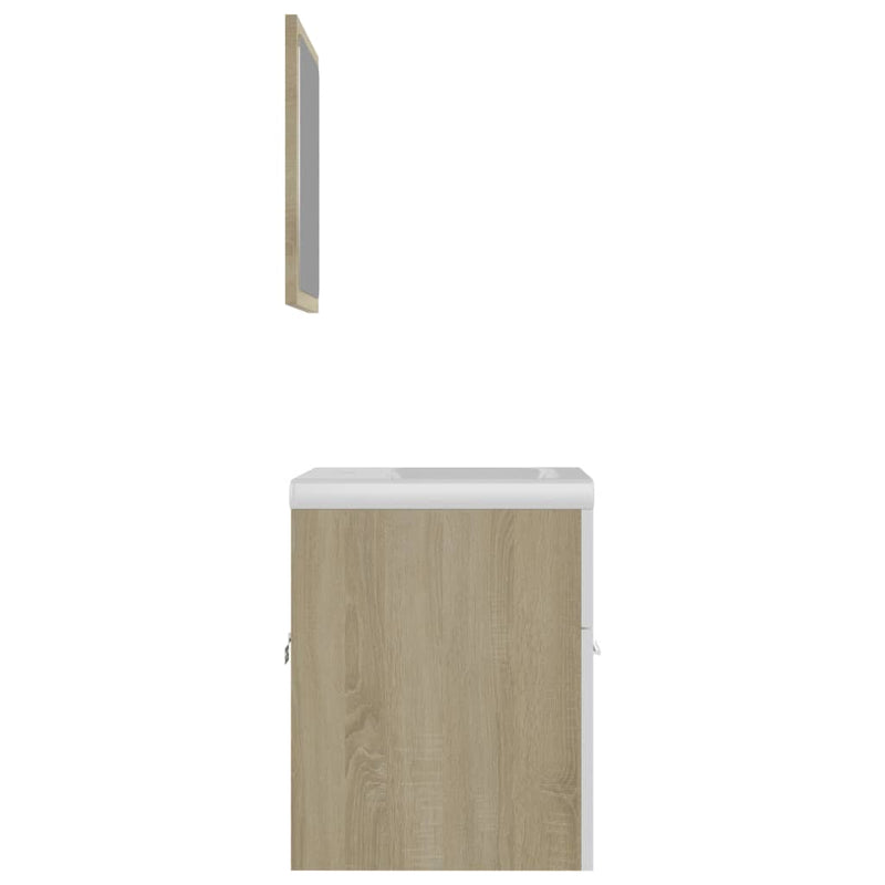 Dealsmate  Bathroom Furniture Set White and Sonoma Oak Engineered Wood