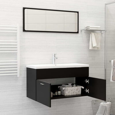 Dealsmate  Bathroom Furniture Set Black Engineered Wood