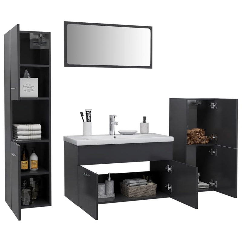 Dealsmate  Bathroom Furniture Set Grey Chipboard