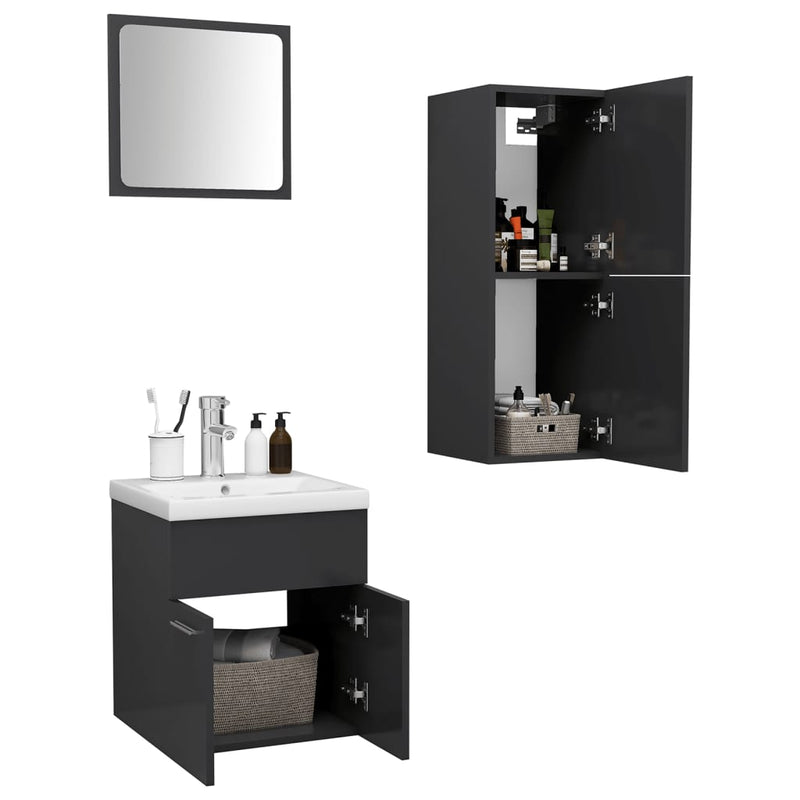 Dealsmate  Bathroom Furniture Set Grey Chipboard