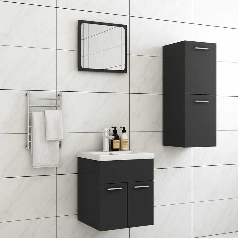 Dealsmate  Bathroom Furniture Set Grey Chipboard