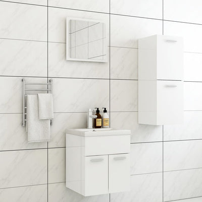 Dealsmate  Bathroom Furniture Set High Gloss White Chipboard
