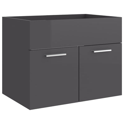 Dealsmate  Bathroom Furniture Set High Gloss Grey Engineered Wood