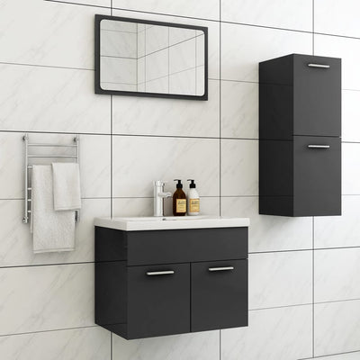 Dealsmate  Bathroom Furniture Set High Gloss Grey Engineered Wood