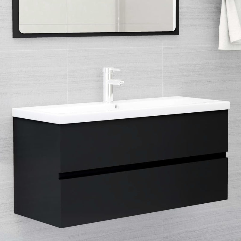 Dealsmate  Bathroom Furniture Set Black Engineered Wood