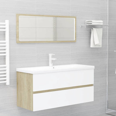 Dealsmate  Bathroom Furniture Set White and Sonoma Oak Engineered Wood