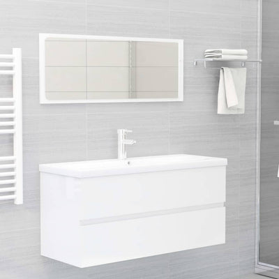 Dealsmate  Bathroom Furniture Set High Gloss White Engineered Wood