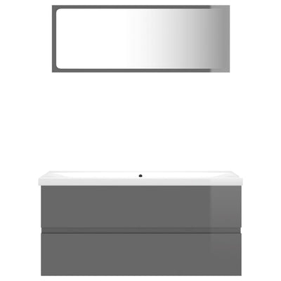 Dealsmate  Bathroom Furniture Set High Gloss Grey Engineered Wood