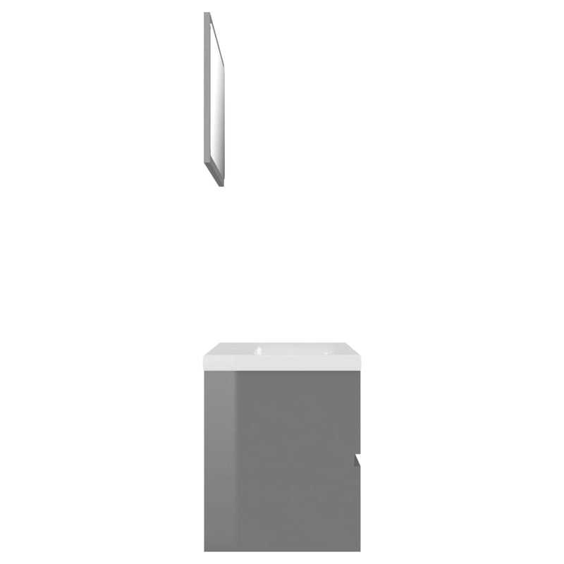 Dealsmate  Bathroom Furniture Set High Gloss Grey Engineered Wood