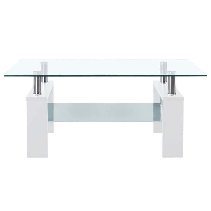 Dealsmate  Coffee Table White and Transparent 95x55x40 cm Tempered Glass