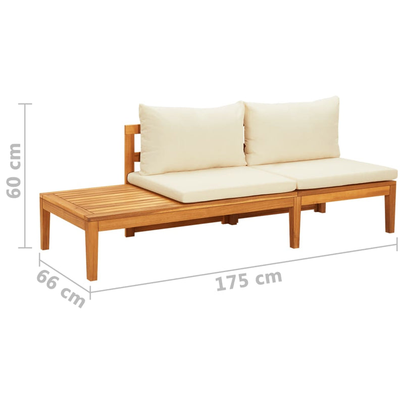 Dealsmate  Garden Bench with Table Cream White Cushions Solid Acacia Wood