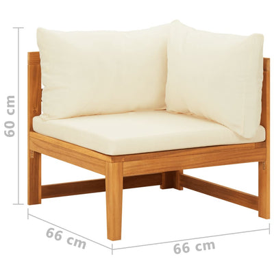 Dealsmate  Corner Sofa with Cream White Cushions Solid Acacia Wood