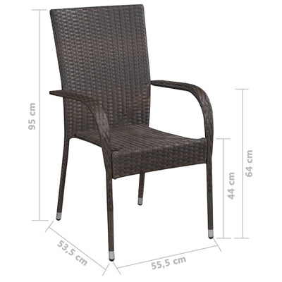 Dealsmate  7 Piece Garden Dining Set Poly Rattan Brown