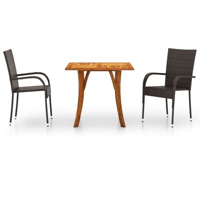 Dealsmate  3 Piece Garden Dining Set Brown