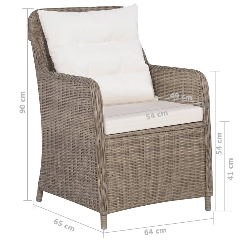 Dealsmate  7 Piece Garden Dining Set Brown