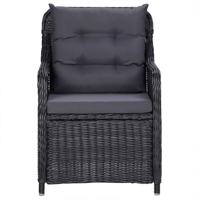 Dealsmate  7 Piece Garden Dining Set Black