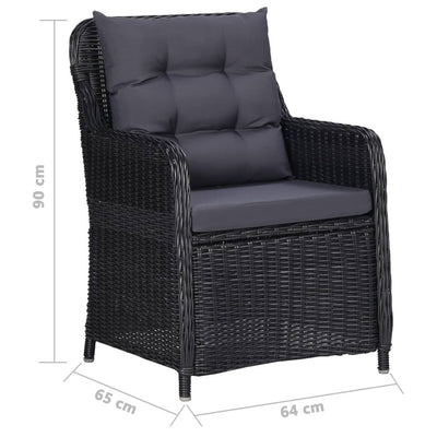 Dealsmate  7 Piece Garden Dining Set Black