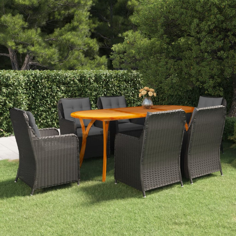 Dealsmate  7 Piece Garden Dining Set Black