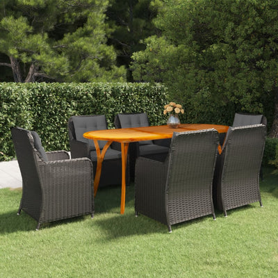 Dealsmate  7 Piece Garden Dining Set Black