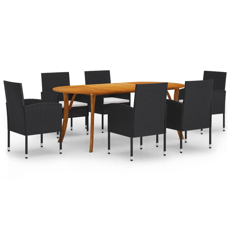 Dealsmate  7 Piece Garden Dining Set Black