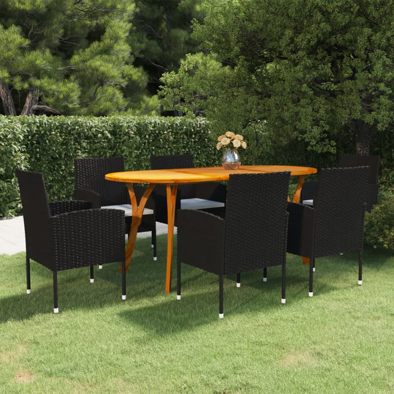 Dealsmate  7 Piece Garden Dining Set Black